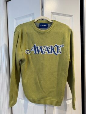 Awake NY Olive Green Crewneck Logo Sweater